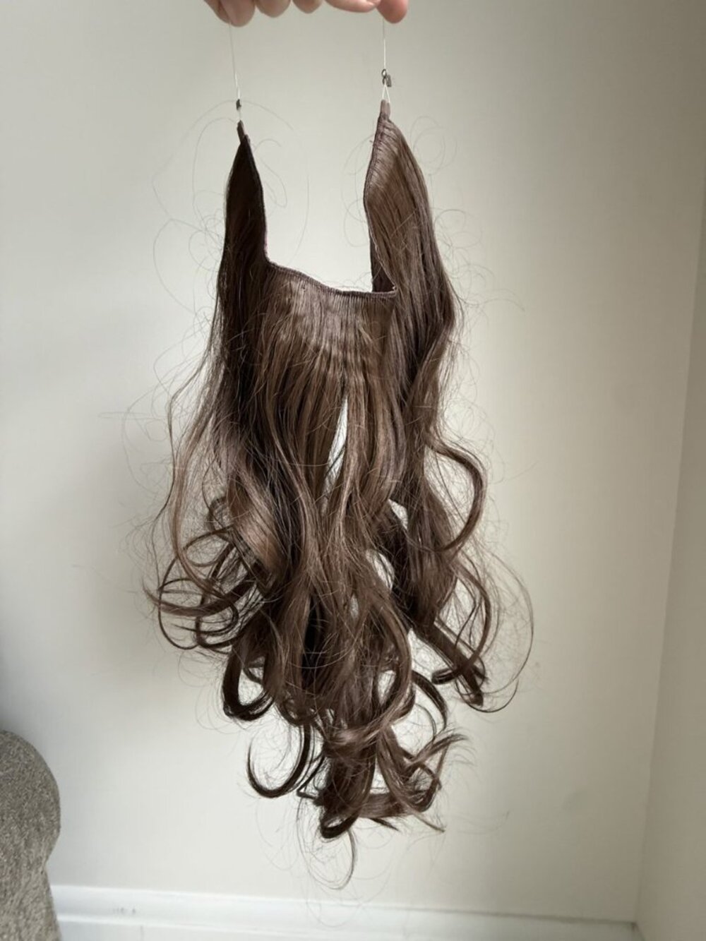 Lula Halo Hair Extensions Set of 2 Wavy + Straight Shade 8 Brown 14" Secret Wire